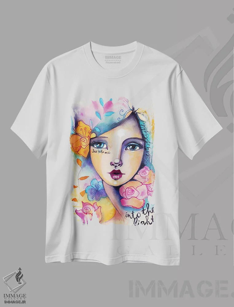 تیشرت سفید طرح دار – تیشرت هنری ,به سوی نور اثر تامارا لاپورت immage.ir