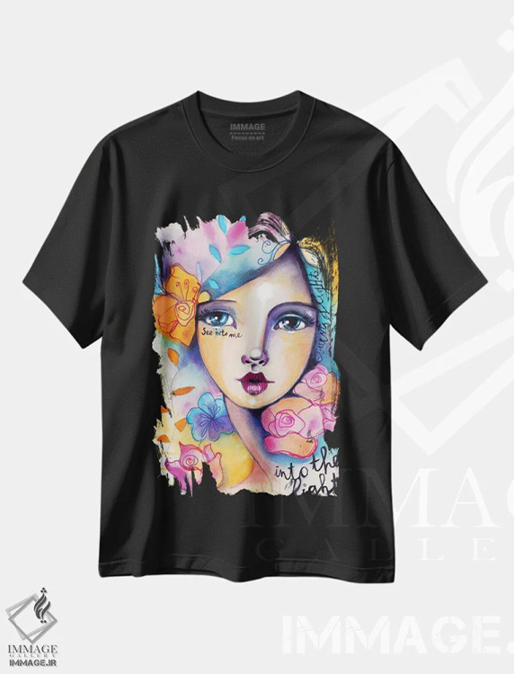 تیشرت مشکی طرح دار – تیشرت هنری ,به سوی نور اثر تامارا لاپورت فروشگاه ایماژ