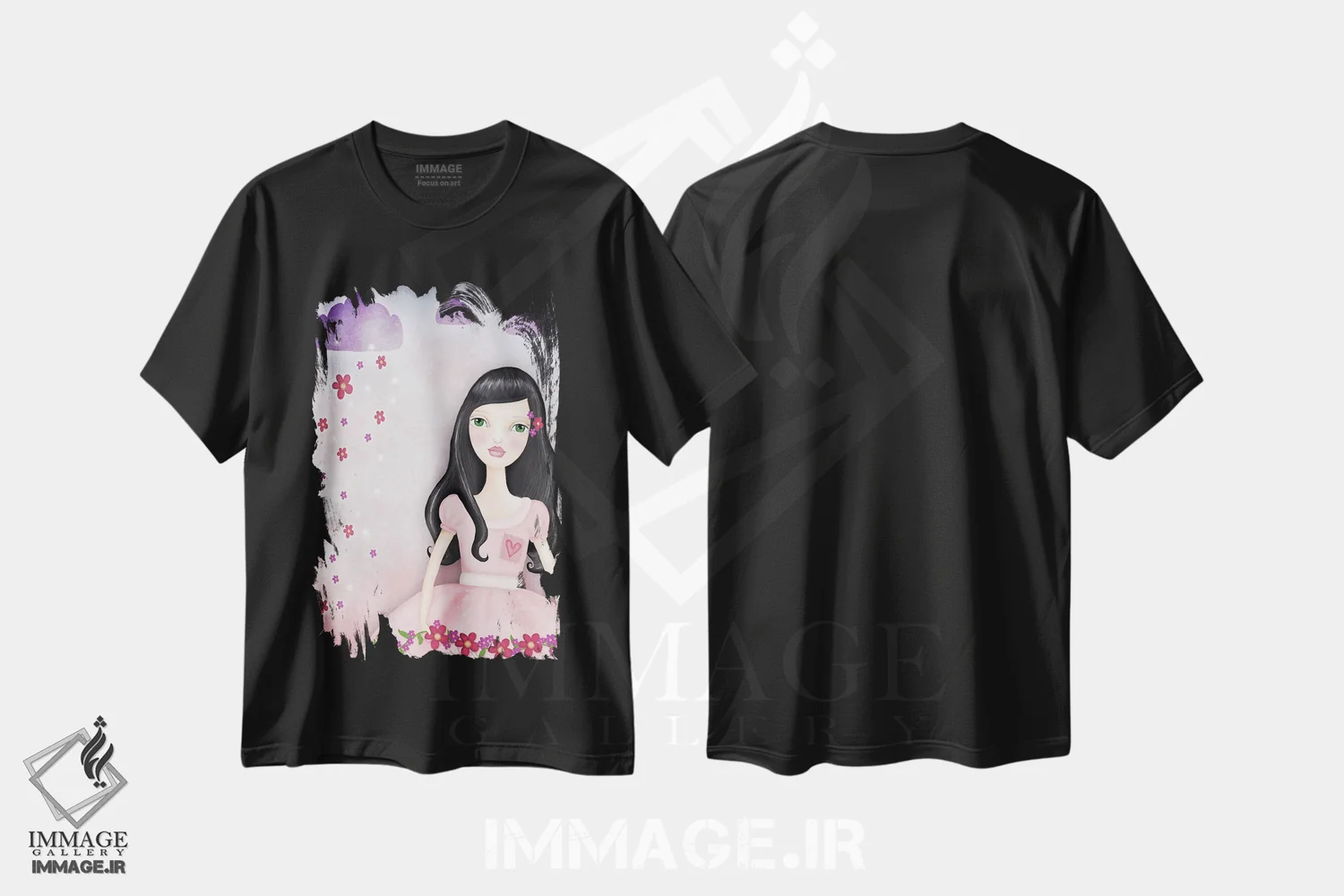 تیشرت مشکی طرح دار – تیشرت فانتزی ,باران گل می بارد اثر تامارا لاپورت immage.ir