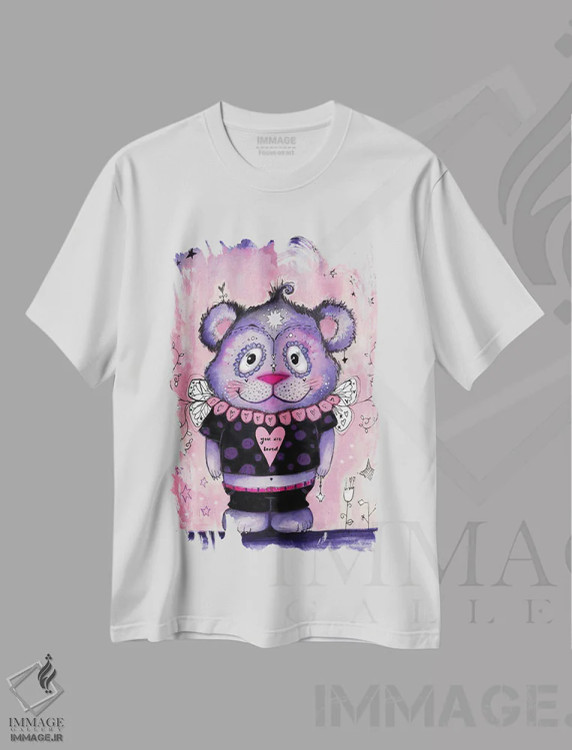 تیشرت سفید طرح دار – تیشرت فانتزی ,خرس مهربان متقارن اثر تامارا لاپورت immage.ir