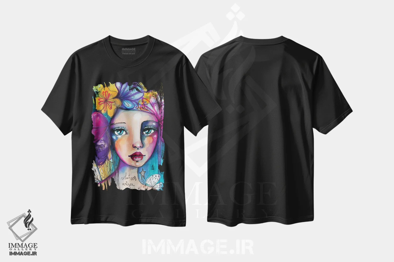 تیشرت مشکی طرح دار – تیشرت گلدار ,همان عشق اثر تامارا لاپورت فروشگاه ایماژ
