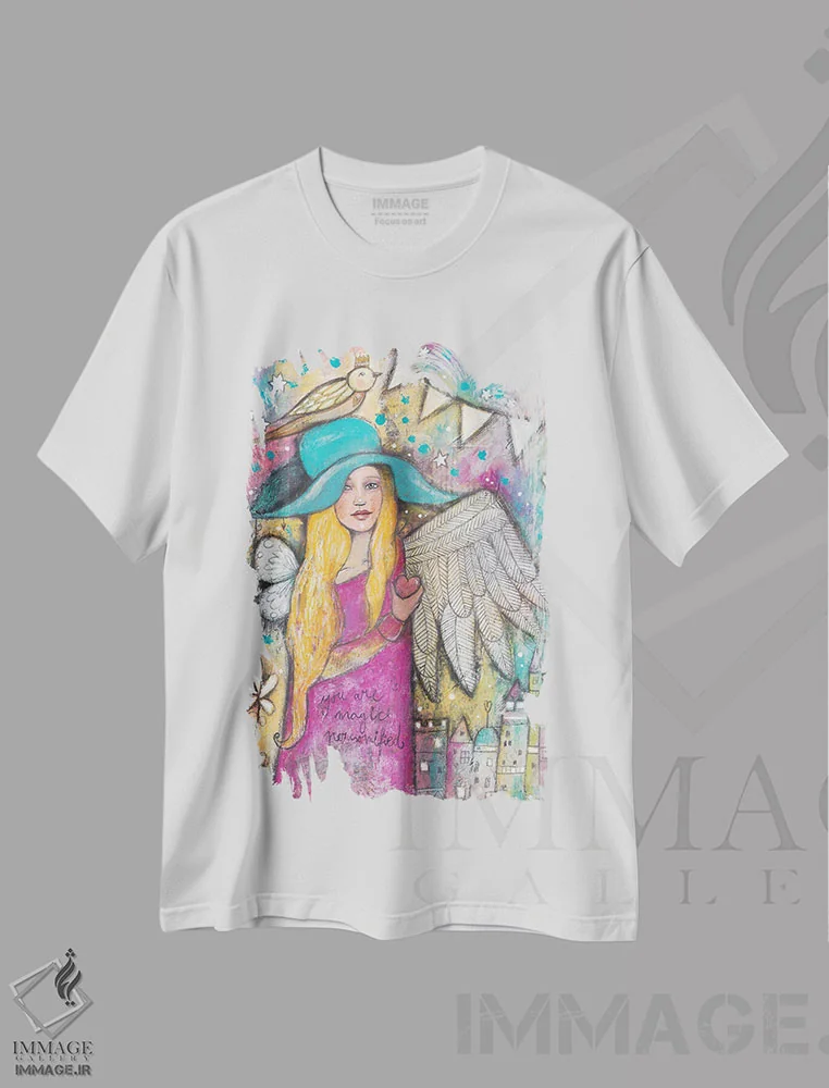 تیشرت سفید طرح دار – تیشرت فانتزی ,تجسم جادو اثر تامارا لاپورت immage.ir