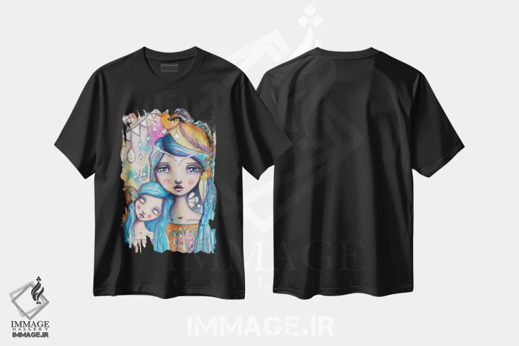 تیشرت مشکی طرح دار – تیشرت هنری ,مادر و دختر اثر تامارا لاپورت immage.ir