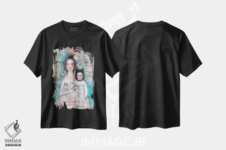 تیشرت مشکی طرح دار – تیشرت هنری ,مادر و دختر اثر تامارا لاپورت immage.ir