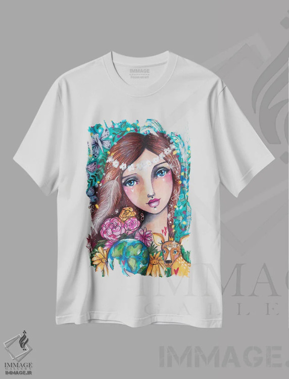 تیشرت سفید طرح دار – تیشرت طبیعت ,مادر طبیعت اثر تامارا لاپورت immage.ir