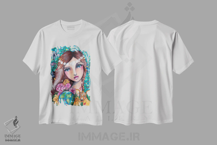تیشرت سفید طرح دار – تیشرت طبیعت ,مادر طبیعت اثر تامارا لاپورت immage.ir