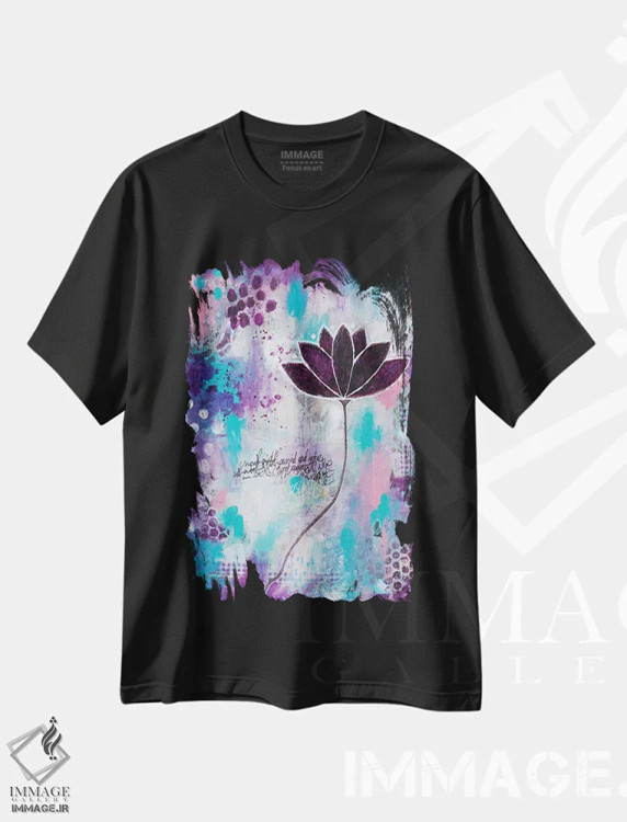 تیشرت مشکی طرح دار – تیشرت هنری ,بدون گل، نیلوفر نمی روید اثر تامارا لاپورت فروشگاه ایماژ