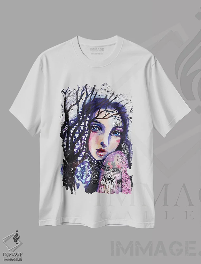 تیشرت سفید طرح دار – تیشرت فانتزی ,بی هراس اثر تامارا لاپورت فروشگاه ایماژ