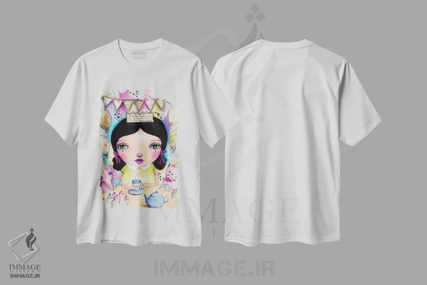 تیشرت سفید طرح دار – تیشرت فانتزی ,زمان جشن اثر تامارا لاپورت immage.ir