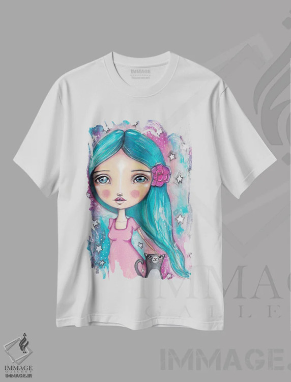 تیشرت سفید طرح دار – تیشرت فانتزی ,دوست گربه ملوس اثر تامارا لاپورت immage.ir