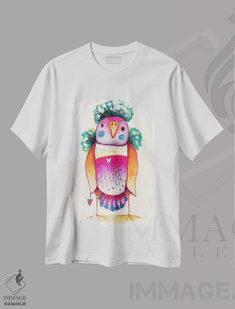 تیشرت سفید طرح دار – تیشرت فانتزی ,کیوبی فلامبو اثر تامارا لاپورت فروشگاه ایماژ