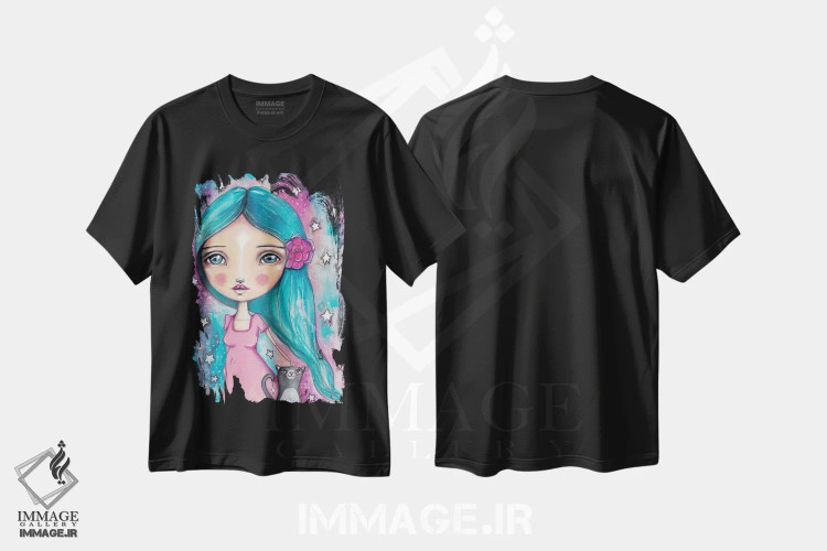 تیشرت مشکی طرح دار – تیشرت فانتزی ,دوست گربه ملوس اثر تامارا لاپورت فروشگاه ایماژ