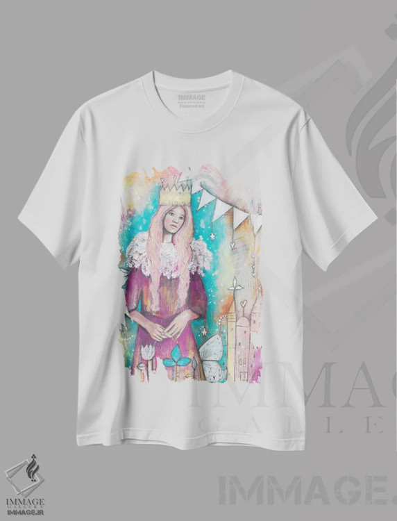 تیشرت سفید طرح دار – تیشرت زنانه ,نماد ملکه اثر تامارا لاپورت immage.ir