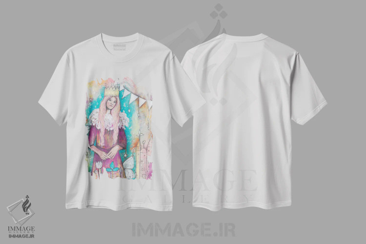 تیشرت سفید طرح دار – تیشرت زنانه ,نماد ملکه اثر تامارا لاپورت immage.ir