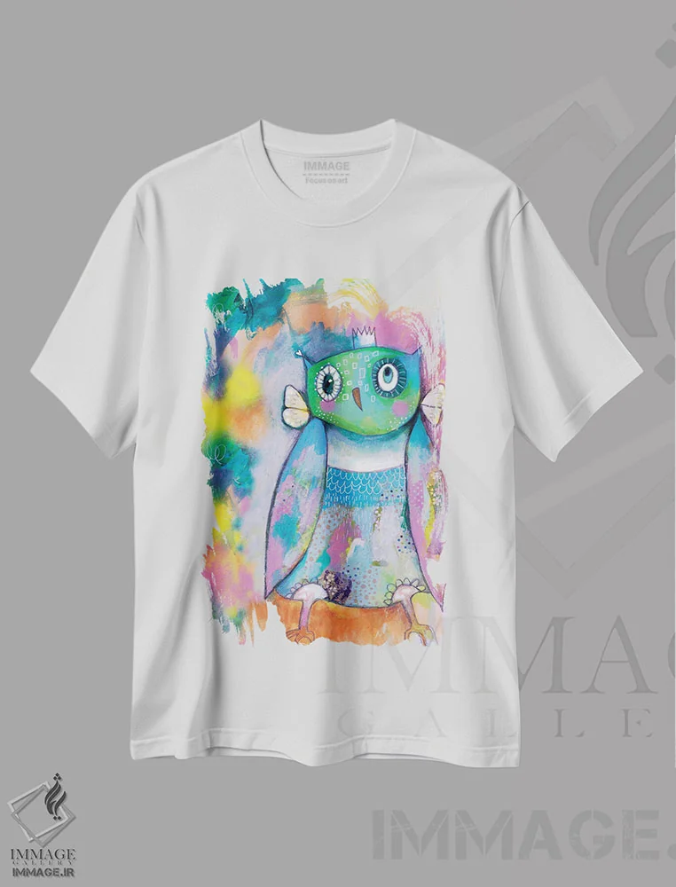 تیشرت سفید طرح دار – تیشرت حیوانات ,جغد عجیب اثر تامارا لاپورت فروشگاه ایماژ