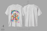 تیشرت سفید طرح دار – تیشرت فانتزی ,پرنده رنگین کمانی اثر تامارا لاپورت فروشگاه ایماژ