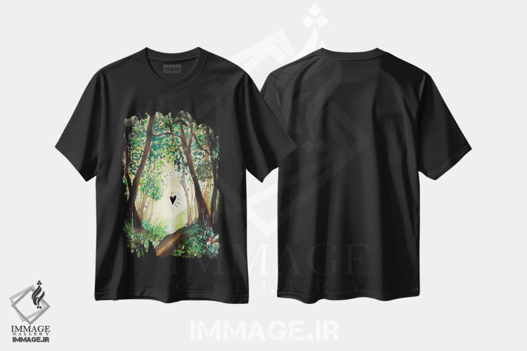 تیشرت مشکی طرح دار – تیشرت طبیعت ,درختان مقدس اثر تامارا لاپورت immage.ir