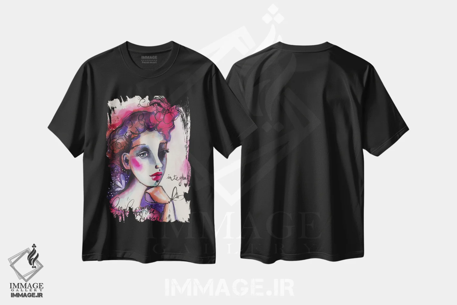 تیشرت مشکی طرح دار – تیشرت هنری ,او شکوفا می شود اثر تامارا لاپورت immage.ir