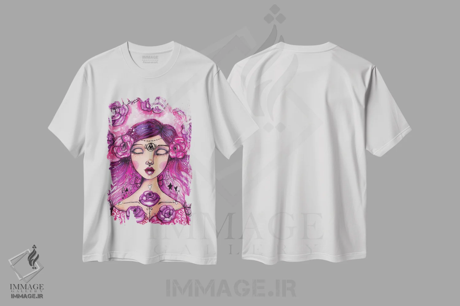 تیشرت سفید طرح دار – تیشرت هنری ,زیبای خفته اثر تامارا لاپورت immage.ir