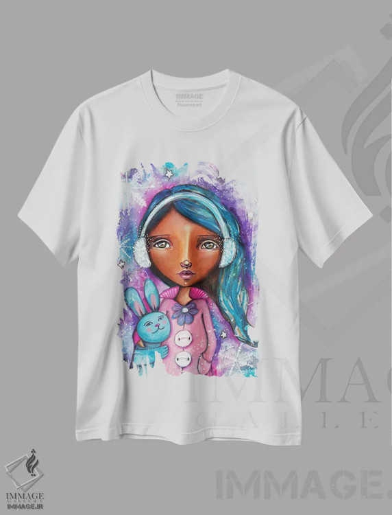تیشرت سفید طرح دار – تیشرت هنری ,شاهزاده برفی با خرگوش اثر تامارا لاپورت فروشگاه ایماژ