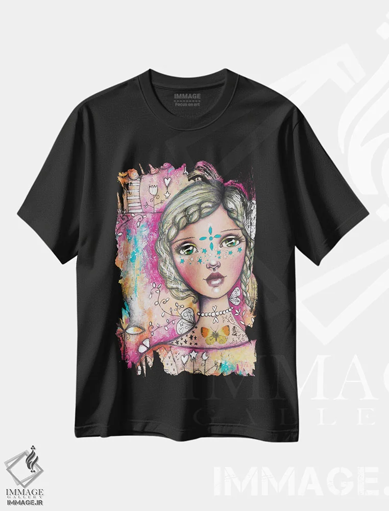 تیشرت مشکی طرح دار – تیشرت فانتزی ,دختر ستاره ای اثر تامارا لاپورت فروشگاه ایماژ