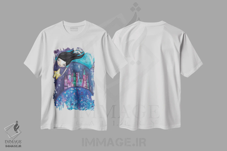 تیشرت سفید طرح دار – تیشرت فانتزی ,پرواز ستاره ای اثر تامارا لاپورت فروشگاه ایماژ
