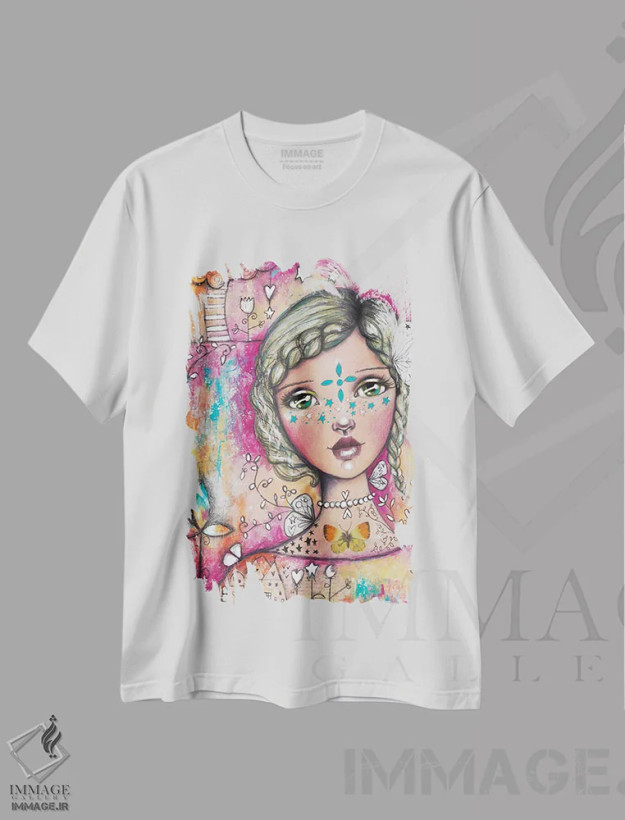 تیشرت سفید طرح دار – تیشرت فانتزی ,دختر ستاره ای اثر تامارا لاپورت immage.ir