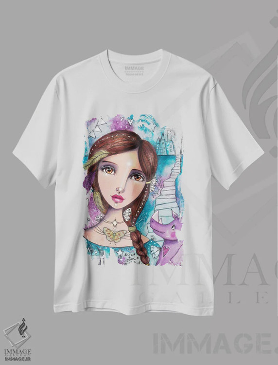 تیشرت سفید طرح دار – تیشرت فانتزی کودکانه ,ستاره به سمت راست اثر تامارا لاپورت immage.ir