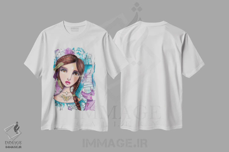 تیشرت سفید طرح دار – تیشرت فانتزی کودکانه ,ستاره به سمت راست اثر تامارا لاپورت immage.ir