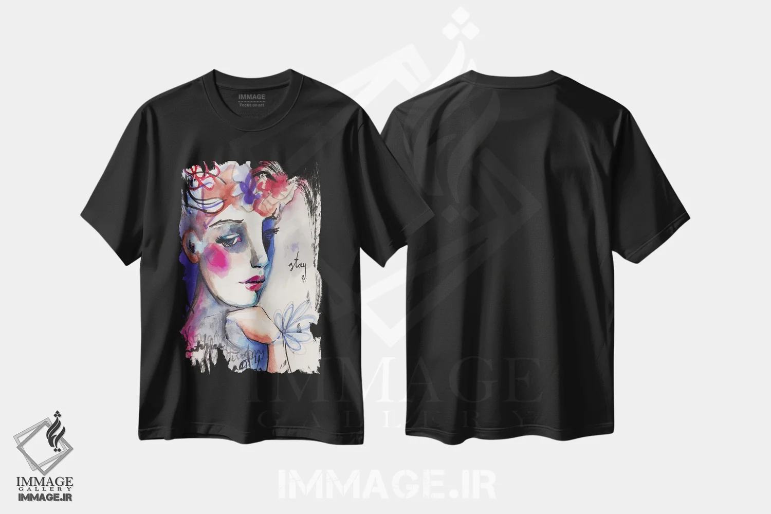 تیشرت مشکی طرح دار – تیشرت هنری زنانه ,بمان اثر تامارا لاپورت immage.ir