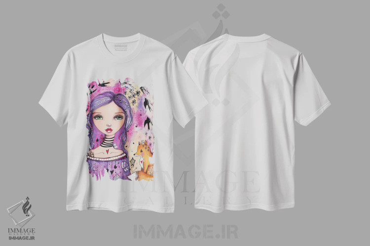 تیشرت سفید طرح دار – تیشرت طبیعت ,پرستوهای در حال پرواز اثر تامارا لاپورت فروشگاه ایماژ