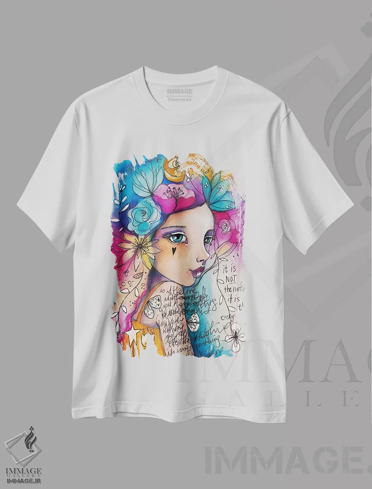 تیشرت سفید طرح دار – تیشرت هنری ,همه چیز اثر تامارا لاپورت immage.ir