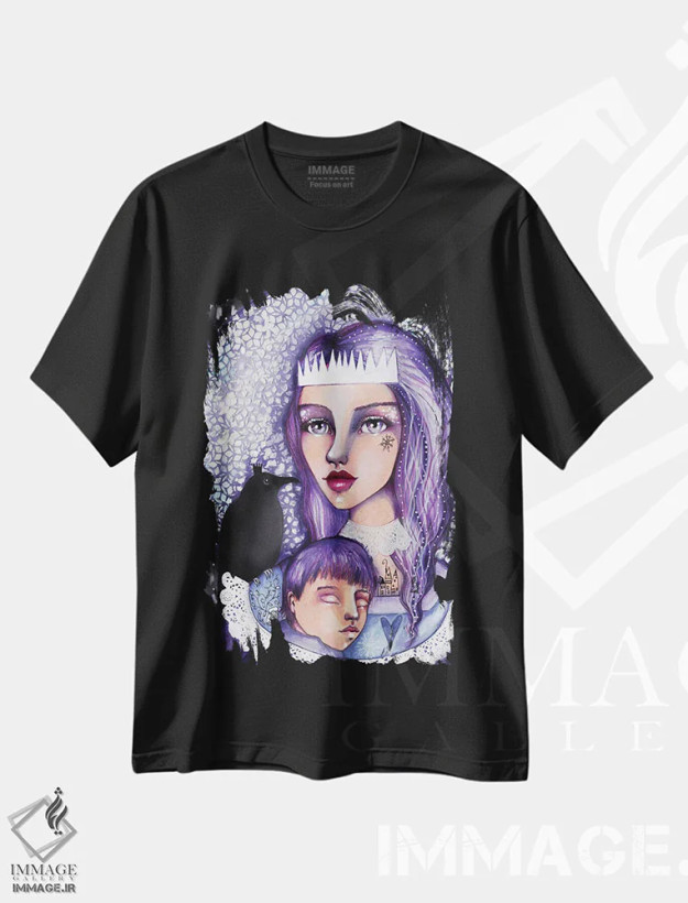 تیشرت مشکی طرح دار – تیشرت فانتزی ,ملکه برفی اثر تامارا لاپورت فروشگاه ایماژ