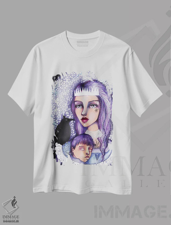 تیشرت سفید طرح دار – تیشرت فانتزی ,ملکه برفی اثر تامارا لاپورت immage.ir