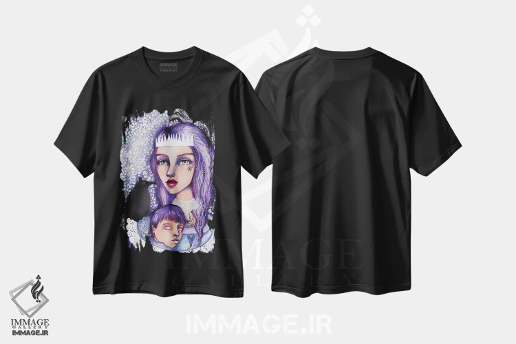 تیشرت مشکی طرح دار – تیشرت فانتزی ,ملکه برفی اثر تامارا لاپورت فروشگاه ایماژ