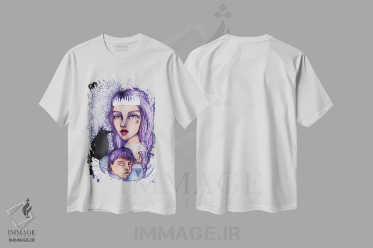 تیشرت سفید طرح دار – تیشرت فانتزی ,ملکه برفی اثر تامارا لاپورت immage.ir