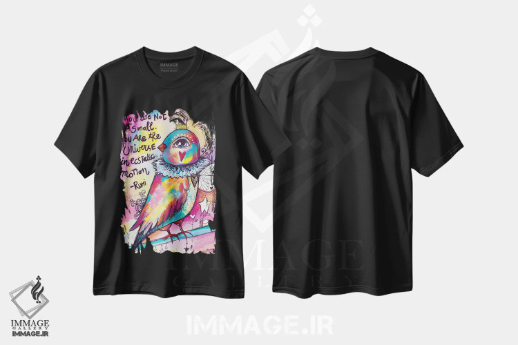 تیشرت مشکی طرح دار – تیشرت هنری ,جهان در جنبش پرشور اثر تامارا لاپورت immage.ir