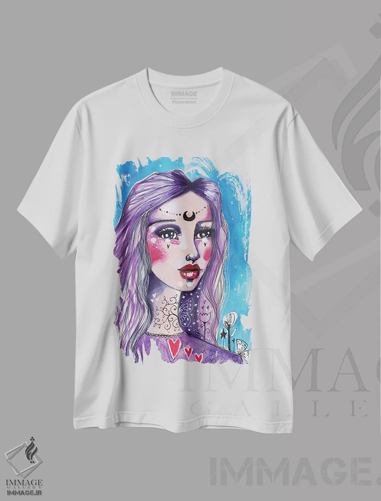 تیشرت سفید طرح دار – تیشرت فانتزی ,جهان سخن می گوید اثر تامارا لاپورت immage.ir