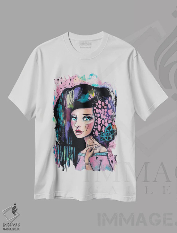 تیشرت سفید طرح دار – تیشرت هنری ,دگرگونی اثر تامارا لاپورت فروشگاه ایماژ