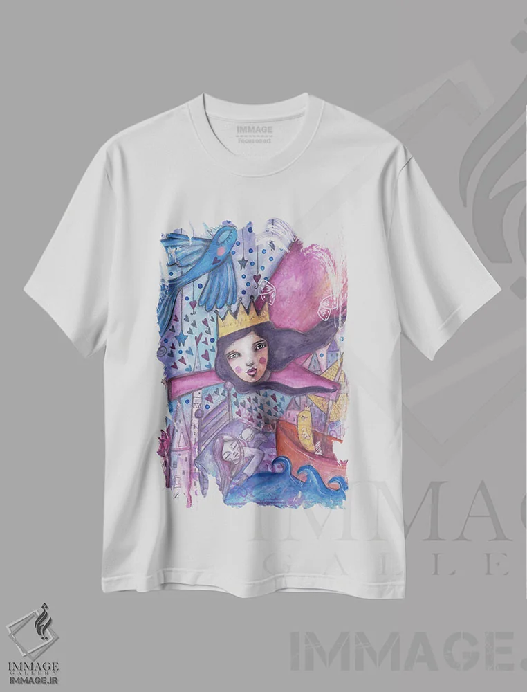 تیشرت سفید طرح دار – تیشرت فانتزی ,مراقب تو هستم اثر تامارا لاپورت فروشگاه ایماژ