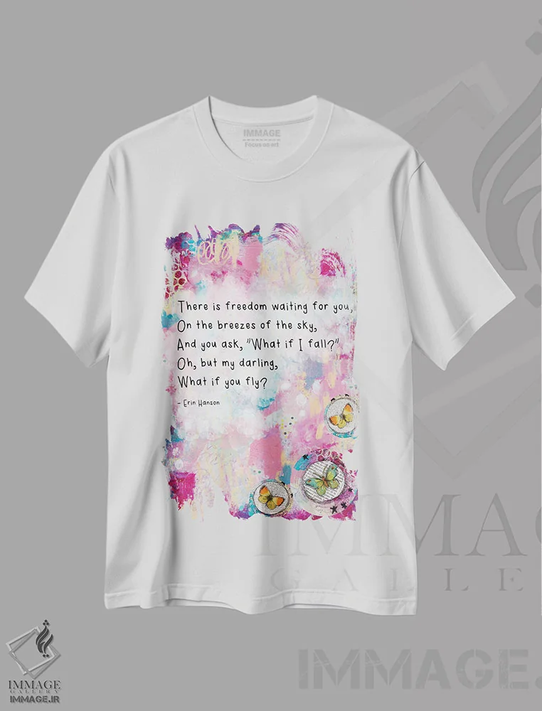 تیشرت سفید طرح دار – تیشرت انگیزشی ,اگر پرواز کنی چه می شود اثر تامارا لاپورت immage.ir