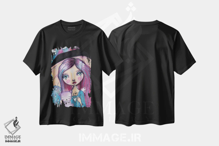 تیشرت مشکی طرح دار – تیشرت فانتزی ,وقتی باران می بارد خرسی را در آغوش بگیر اثر تامارا لاپورت immage.ir