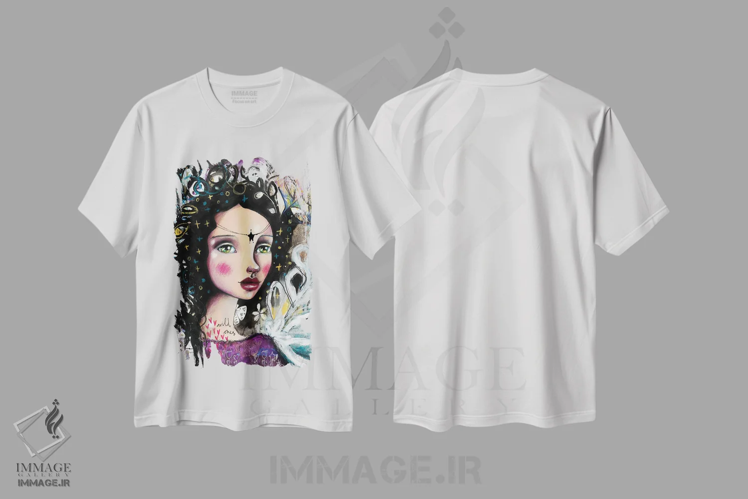 تیشرت سفید طرح دار – تیشرت فانتزی ,اهالی طبیعت اثر تامارا لاپورت فروشگاه ایماژ