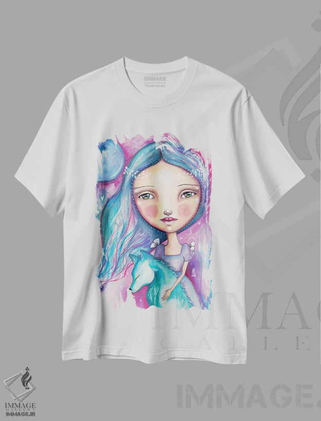 تیشرت سفید طرح دار – تیشرت فانتزی ,درمانگر گرگ اثر تامارا لاپورت فروشگاه ایماژ