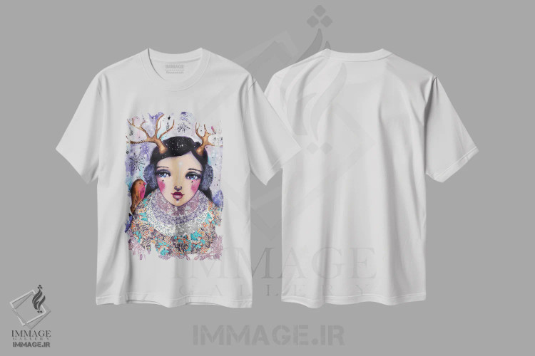 تیشرت سفید طرح دار – تیشرت هنری ,دختر زمستانی اثر تامارا لاپورت immage.ir