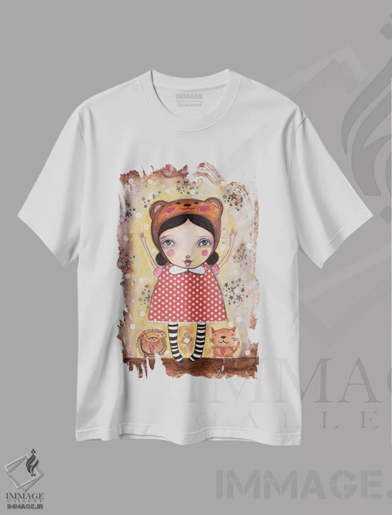 تیشرت سفید طرح دار – تیشرت حیوانات ,هورا اثر تامارا لاپورت فروشگاه ایماژ