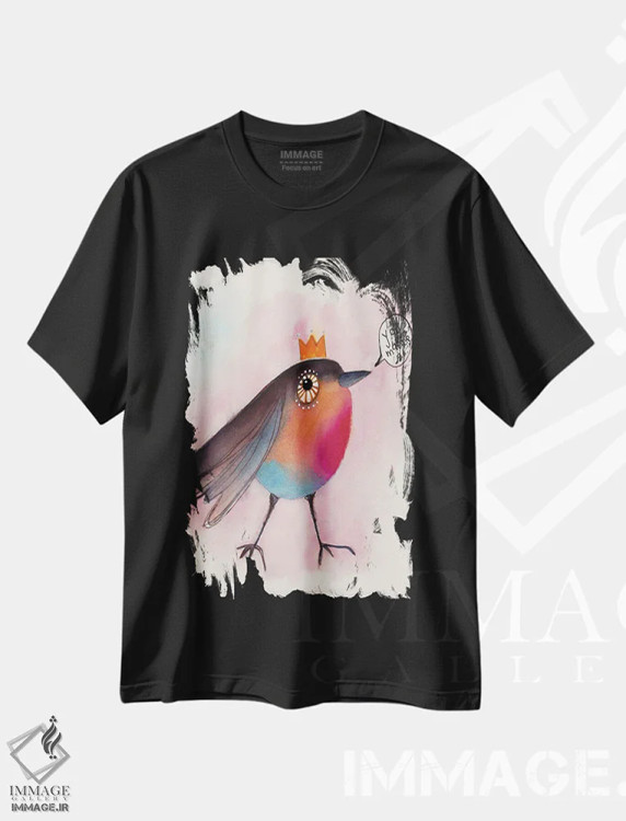 تیشرت مشکی طرح دار – تیشرت انگیزشی کودکانه ,پرنده ای که اهمیت داری اثر تامارا لاپورت immage.ir