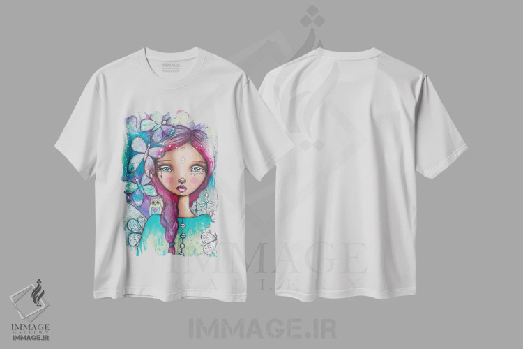 تیشرت سفید طرح دار – تیشرت هنری ,تو بال داری اثر تامارا لاپورت immage.ir