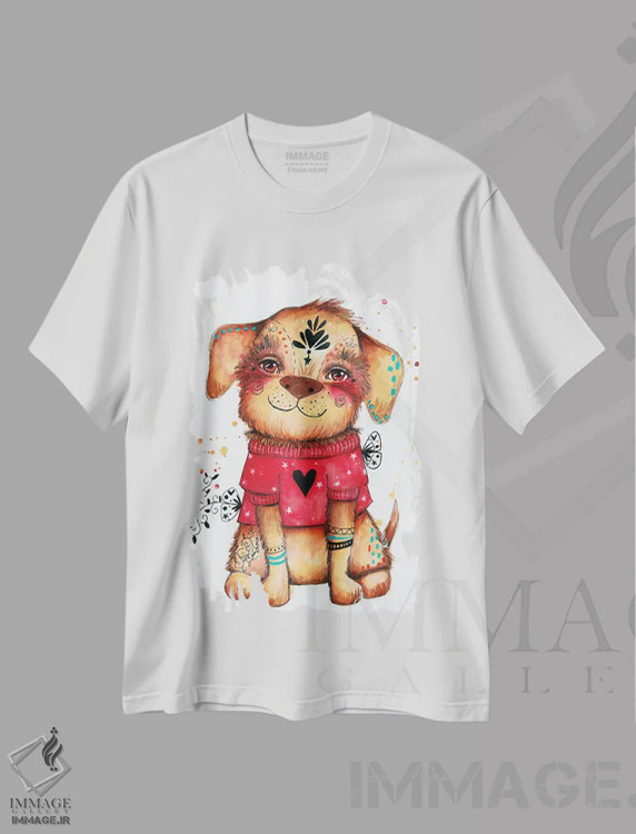 تیشرت سفید طرح دار – تیشرت حیوانات ,بهترین دوست انسان اثر تامارا لاپورت فروشگاه ایماژ