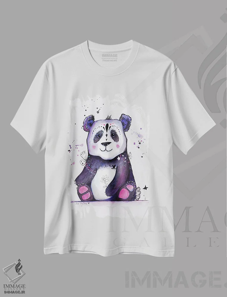 تیشرت سفید طرح دار – تیشرت فانتزی ,پاندای خوشحال اثر تامارا لاپورت فروشگاه ایماژ